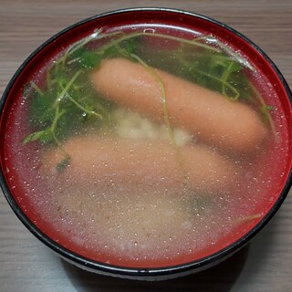 豆苗もちむぎ洋風スープ